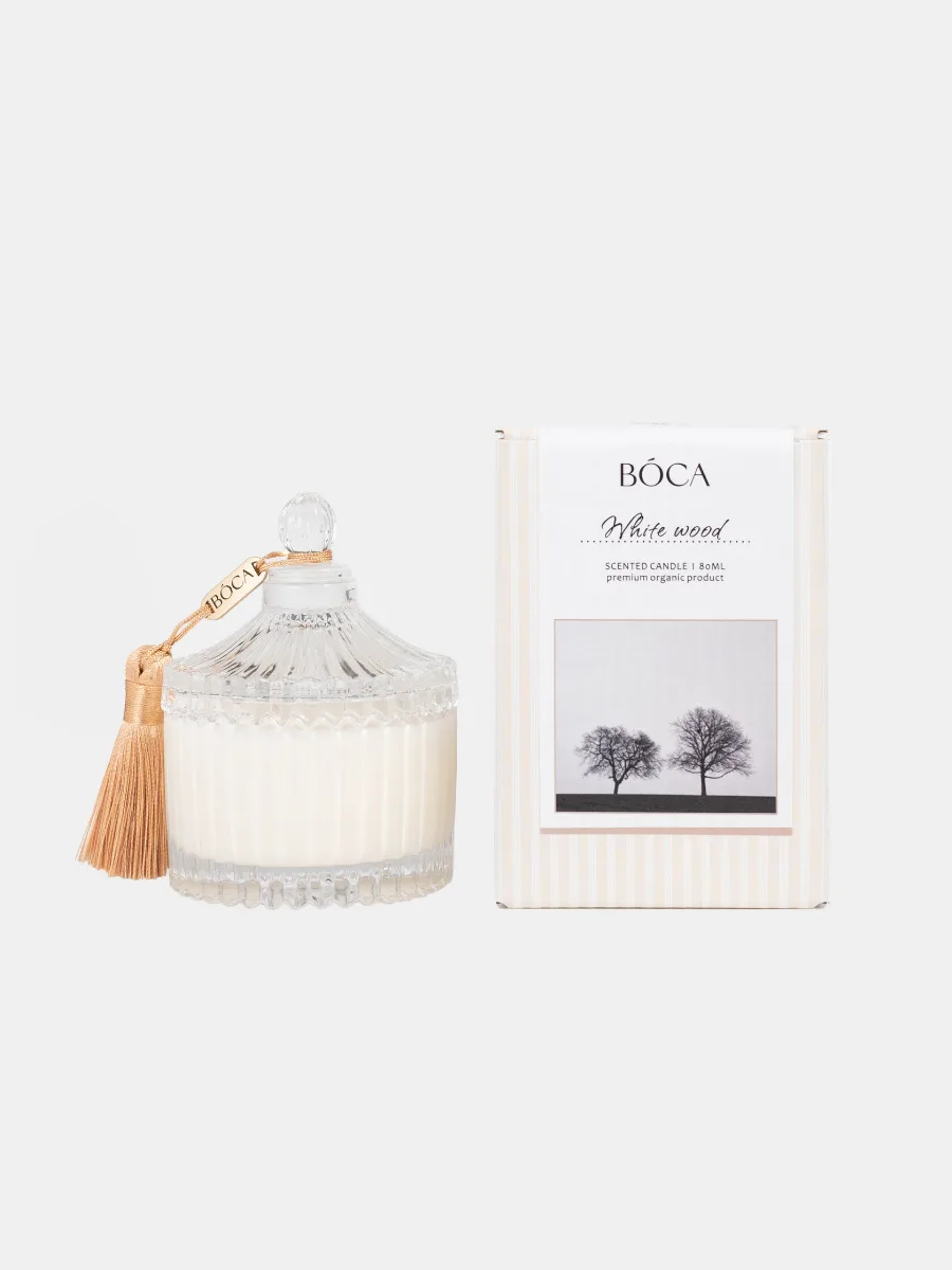 Свеча Crystal WHITE WOOD 80 ml: кедр, инжир, шафран, сандал, ветивер, кокос