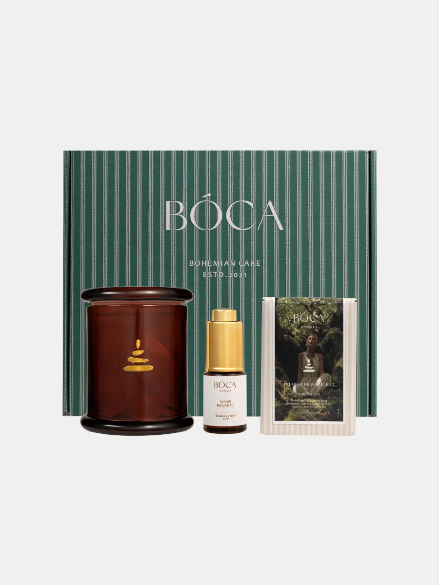 Набор Rituals INNER BALANCE: Лимон, жасмин, пачули — в диффузоре с кварцевыми камнями и травяном сборе с мелиссой, зверобоем и апельсином.