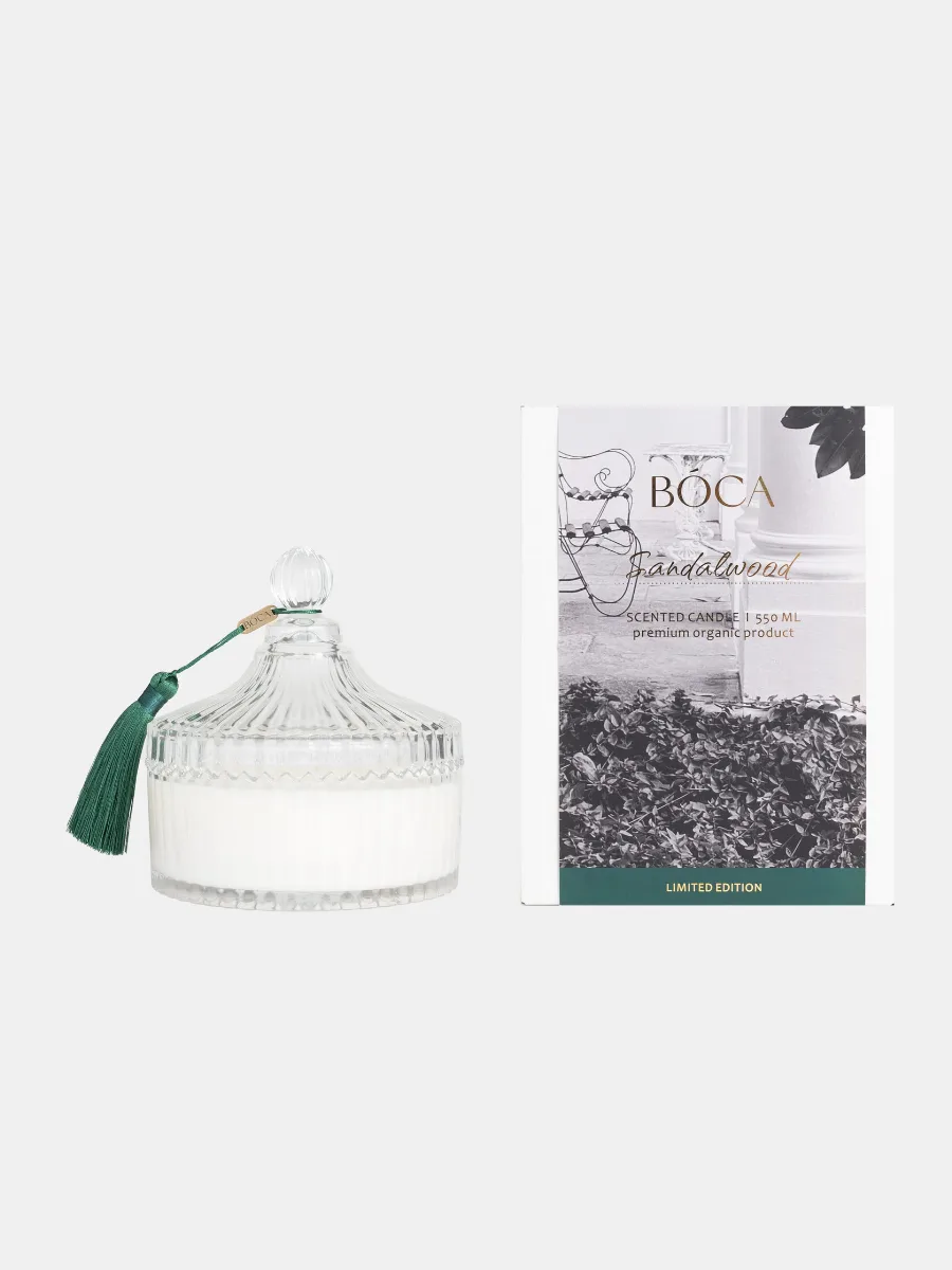 Свеча Crystal SANDAL WOOD 550 ml: инжир, фиалка, сандаловое дерево, амбра, ирис