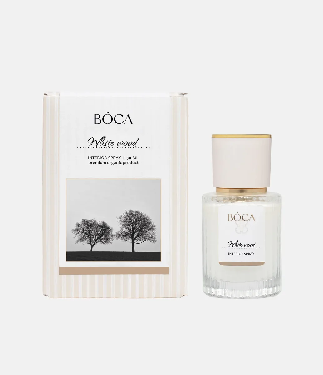 Интерьерный спрей WHITE WOOD 30 ml: кедр, инжир, шафран, сандал, ветивер, кокос Объем : 30 мл Способ применения: распылите в воздухе или на текстиль, чтобы наполнить пространство ароматом