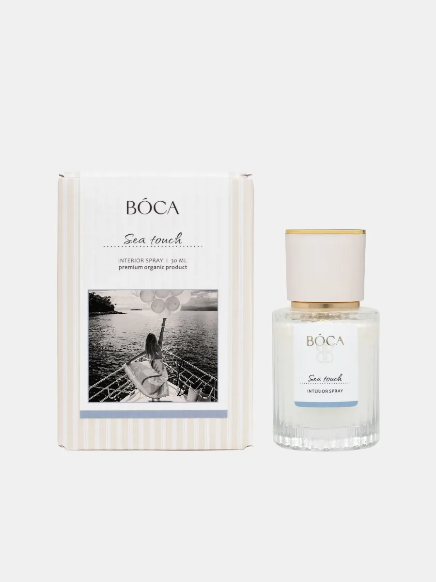 Интерьерный спрей SEA TOUCH 30 ml: морская соль, листья шалфея, белая амбра, пачули, карибская ваниль Объем: 30 мл Способ применения: распылите в воздухе или на текстиль, чтобы наполнить пространство ароматом