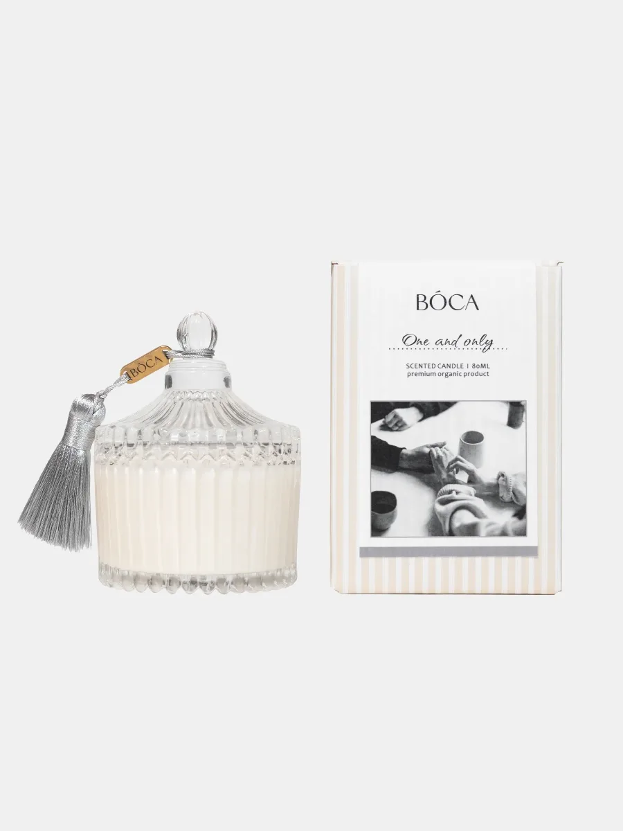 Свеча Crystal ONE AND ONLY 80 ml: ветивер, кардамон, бергамот, грейпфрут, бобы тонка, амбра, мускус, ваниль