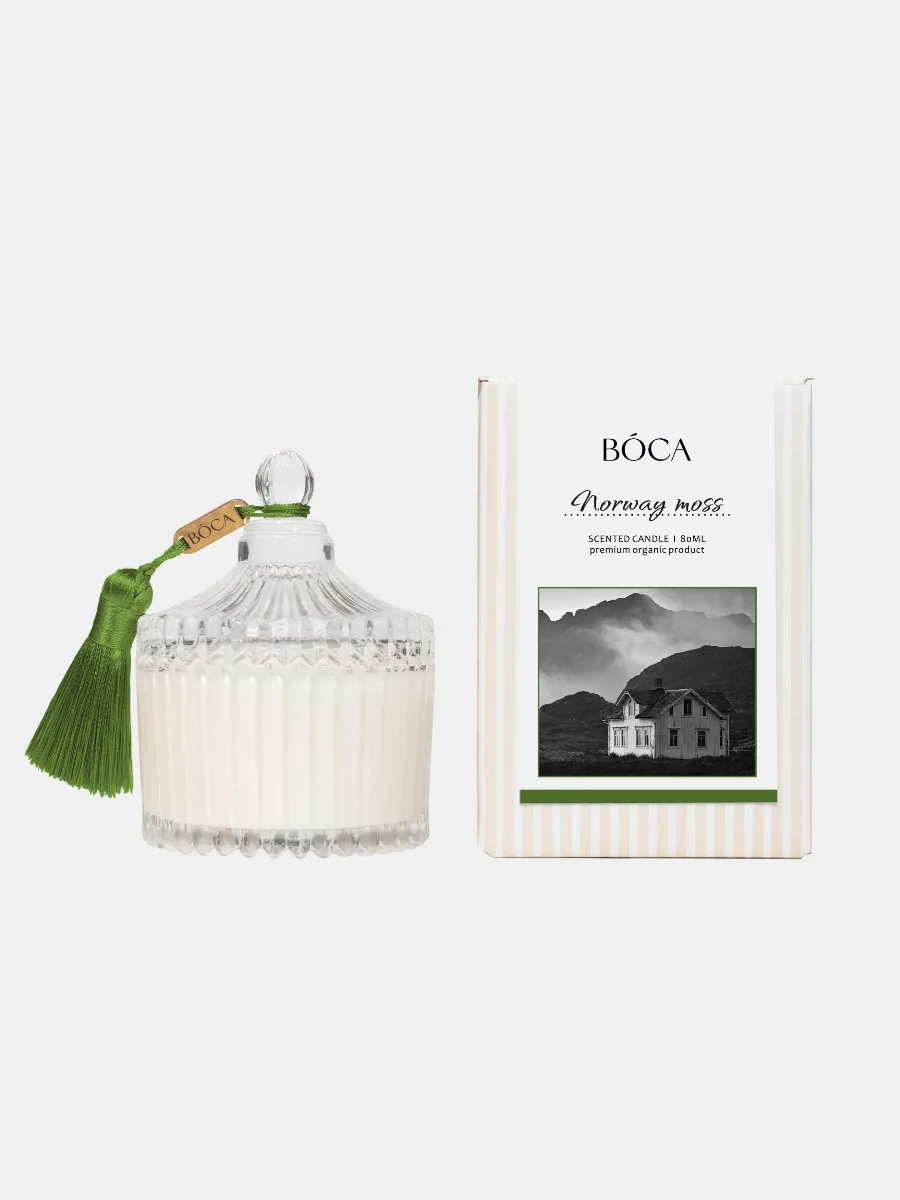 Свеча Crystal NORWAY MOSS 80 ml: лесной воздух, дубовый мох, белая амбра, балтийский янтарь